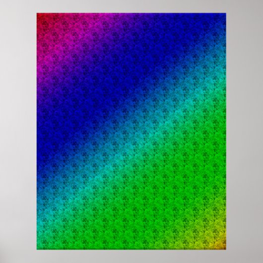Kleurrijke diagonale strepen en bloemen poster (Voorkant)