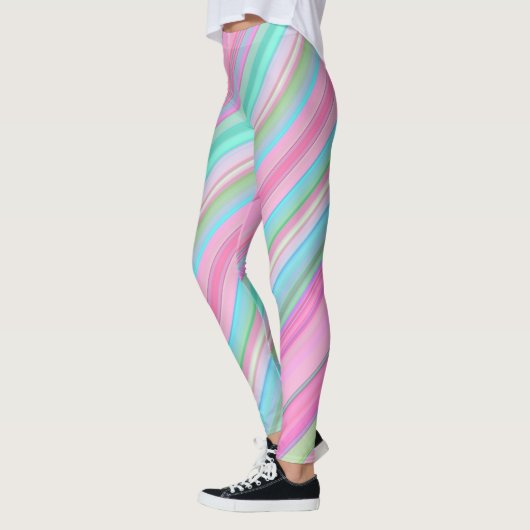 Kleurrijke diagonale strepen leggings (Links)