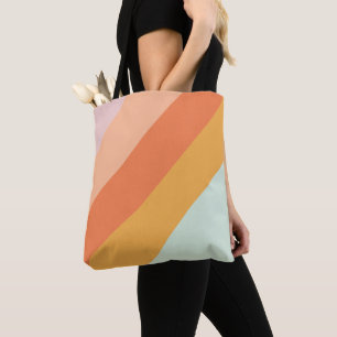 Kleurrijke diagonale strepen Retro zoete snoeppast Tote Bag