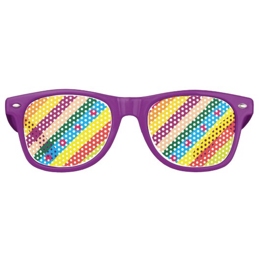 Kleurrijke diagonale strepen retro zonnebril (Voorkant)