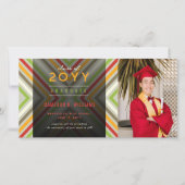 Kleurrijke diagonale strepen Trendy foto afstudere Aankondiging (Voorkant)