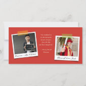 Kleurrijke diagonale strepen Trendy foto afstudere Aankondiging (Achterkant)