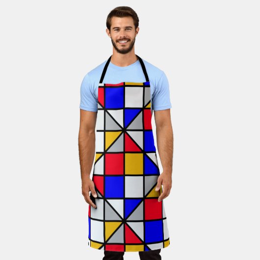 Kleurrijke diagonale vierkantjes schort (Gedragen)