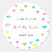 Kleurrijke diamanten confetti bruiloft Fun Custom Ronde Sticker (Voorkant)