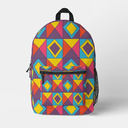 Kleurrijke Diamanten Driehoek Geometrisch Bedrukte Rugzak (Voorkant)