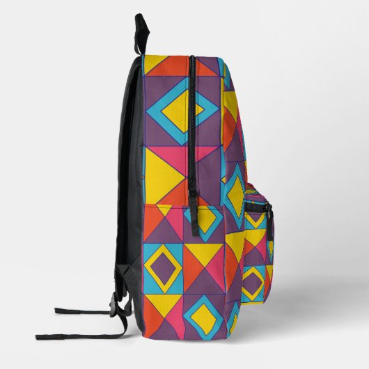 Kleurrijke Diamanten Driehoek Geometrisch Bedrukte Rugzak (Links)
