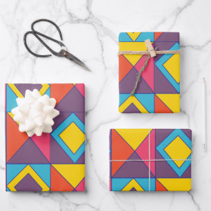 Kleurrijke Diamanten Driehoek Geometrisch Inpakpapier Vel
