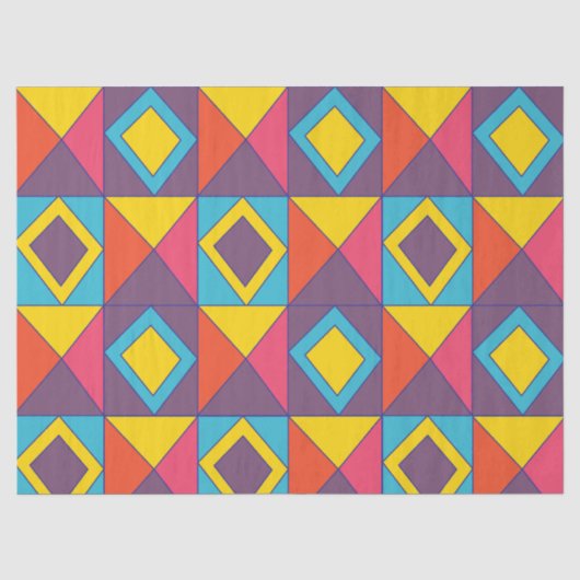 Kleurrijke Diamanten Driehoek Geometrisch Tissuepapier (Voorkant)