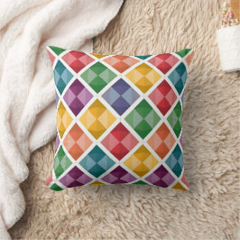 Kleurrijke Diamantpatroon Canvas tassen Vibrant Ge Kussen