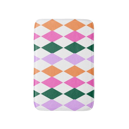 Kleurrijke diamantpatroon Mid Century Modern Retro Badmat (Voorkant Verticaal)