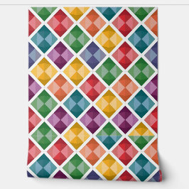 Kleurrijke Diamantpatroon Muurgordijn & Behang