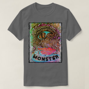 Kleurrijke diepgaande Zee Monster Art Pen Tekening T-shirt