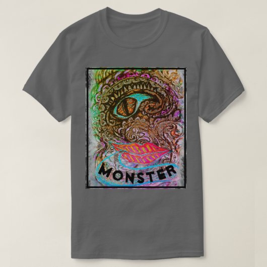 Kleurrijke diepgaande Zee Monster Art Pen Tekening T-shirt (Design voorkant)