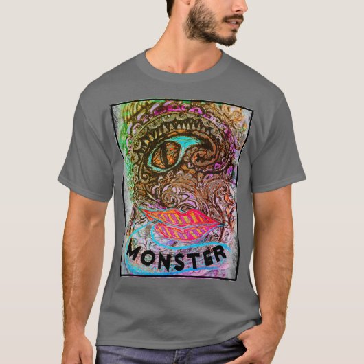 Kleurrijke diepgaande Zee Monster Art Pen Tekening T-shirt (Voorkant)