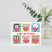 Kleurrijke Dier Cartoon voor Kids Friends Flat Kaa (Staand voorkant)