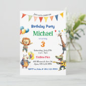 Kleurrijke dieren Verjaardagsfeest Kaart (Staand voorkant)