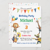 Kleurrijke dieren Verjaardagsfeest Kaart (Voorkant / Achterkant)