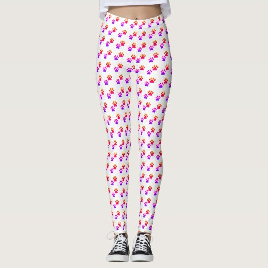 Kleurrijke dierenpootafdrukken leggings (Voorkant)