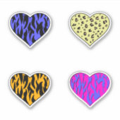 Kleurrijke dierenprint harten sticker (Voorkant)