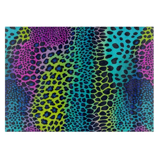 Kleurrijke dierenprint kunst snijplank (Voorkant)