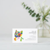 Kleurrijke dierenservices | Cat Sitter Visitekaartje (Staand voorkant)