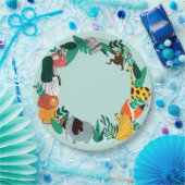 Kleurrijke dierentuin papieren bordje (Feest)