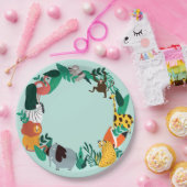 Kleurrijke dierentuin papieren bordje (Feest)