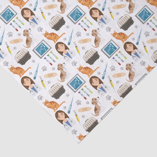 Kleurrijke Diergeneeskundige Arts Vet DVM Patroon Tissuepapier (Detail)