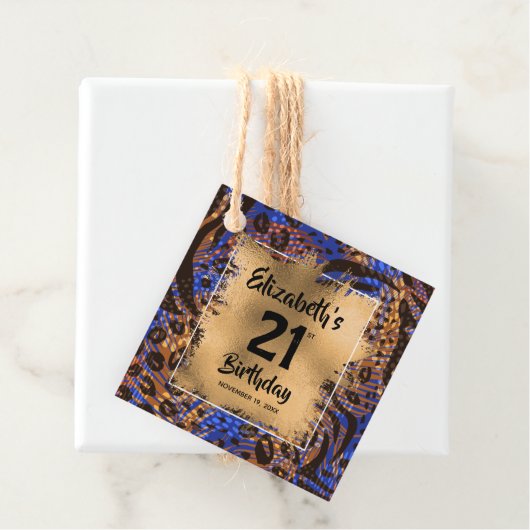 Kleurrijke dierlijke afdruk 21e verjaardag op maat bedankjes labels (In situ)