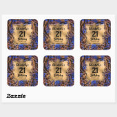 Kleurrijke dierlijke afdruk 21e verjaardag op maat vierkante sticker (Vel)