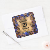 Kleurrijke dierlijke afdruk 21e verjaardag op maat vierkante sticker (Envelop)