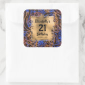 Kleurrijke dierlijke afdruk 21e verjaardag op maat vierkante sticker (Tas)