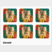 Kleurrijke dierlijke afdruk 21e verjaardag op maat vierkante sticker (Vel)