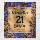 Kleurrijke dierlijke afdruk 21e verjaardag op maat wijn etiket (Enkel label)