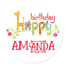 Kleurrijke dierlijke karakters Gelukkige Verjaarda