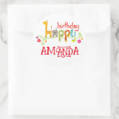 Kleurrijke dierlijke karakters Gelukkige Verjaarda Ronde Sticker (Tas)