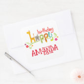 Kleurrijke dierlijke karakters Gelukkige Verjaarda Vierkante Sticker (Envelop)