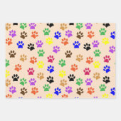 Kleurrijke dierlijke poten patroon roze inpakpapier vel (Voorkant 3)