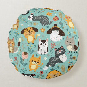 Kleurrijke dierprint kussensloop rond kussen