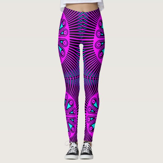 Kleurrijke digitale 3D-ontwerp leggings – Perfecte (Voorkant)