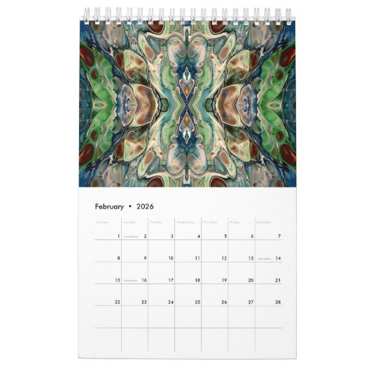 Kleurrijke digitale Abstracte kunstkalender elk ja Kalender (Feb 2026)