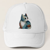 Kleurrijke Digitale Kat Kunst Trucker Pet (Voorkant)