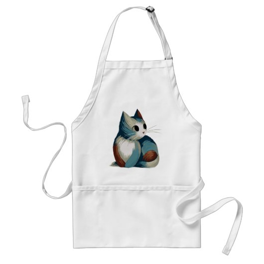 Kleurrijke Digitale Kattenkunst Standaard Schort (Voorkant)