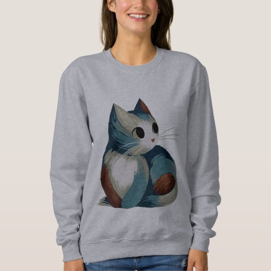Kleurrijke Digitale Kattenkunst Trui (Voorkant)