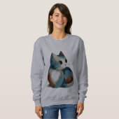 Kleurrijke Digitale Kattenkunst Trui (Voorkant volledig)
