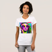 Kleurrijke Digitale Kunst  Dame in Zonnebril T-shirt (Voorkant volledig)