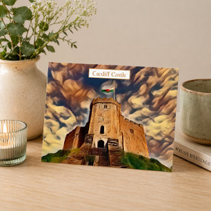 Kleurrijke digitale kunst van Cardiff Castle Briefkaart