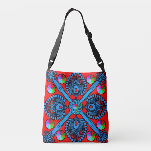 Kleurrijke digitale ontwerp all-over-print cross b crossbody tas (Achterkant)