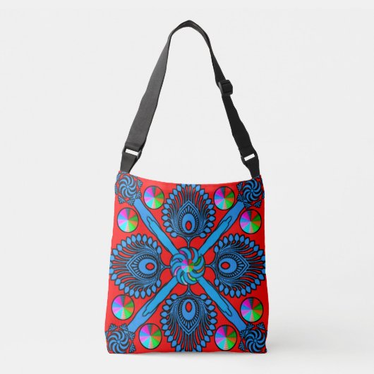 Kleurrijke digitale ontwerp all-over-print cross b crossbody tas (Voorkant)