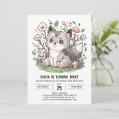  kleurrijke digitale wolf verjaardag kaart (Staand voorkant)